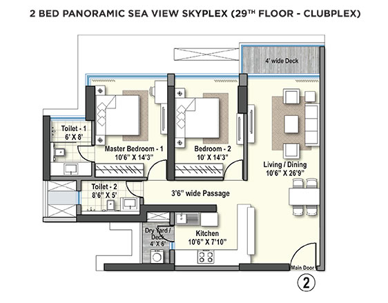 2 BHK Skyplex with sea view